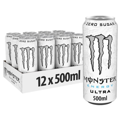 Monster Energy Monster Energy Drink Can - 500ml - Ultra White (12Pack)