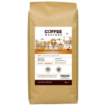 Coffee Masters Super Crema Espresso Coffee Beans 1kg - Intensely Strong Dark Roasted Blend of Arabica and Robusta Whole Coffee Beans - Ideal for