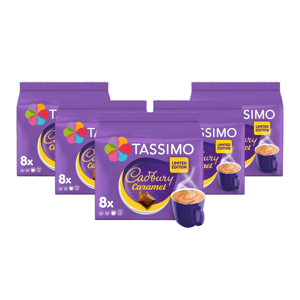 New Tassimo Cadbury Caramel Hot Chocolate Pods X8 (Pack Of 5, Total 40 Drinks) Fortuna