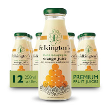 Folkingtons Pure Pressed Valencia Orange Juice - 12 x 250ml Bottles