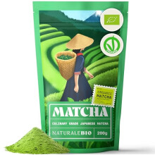 NaturaleBio Japanese Organic Matcha Green Tea Powder - Culinary Grade - 200 gr. Tea Produced in Japan, Uji, Kyoto. Use for Cooking, Baking, Smoothie