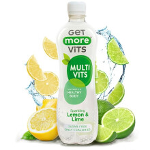 Get More Vits - Multi Vitamin Sparkling Lemon & Lime Flavoured Spring Water (12 x 500ml), Sugar-Free, Low Calorie, Vitamin D, C, & B, Supports a