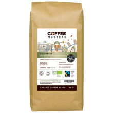 Coffee Masters Colombian Organic Coffee Beans 1kg - Fairtrade, Single Origin, 100% Arabica, Light Roasted Whole Bean Ideal for Espresso Machines -