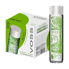 Voss Lime and Mint Sparkling Water Green, 375 ml (Pack of 12)