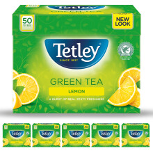 Tetley Green Tea Bags, Lemon, 50 Count(Pack of 6), 300 count