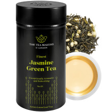 Jasmine Green Tea Loose Leaf - Natural Blend of Chinese Green Tea & Essential Oil - Sweet & Summery Notes of Jasmine Blossoms - 125g Caddy by The Tea