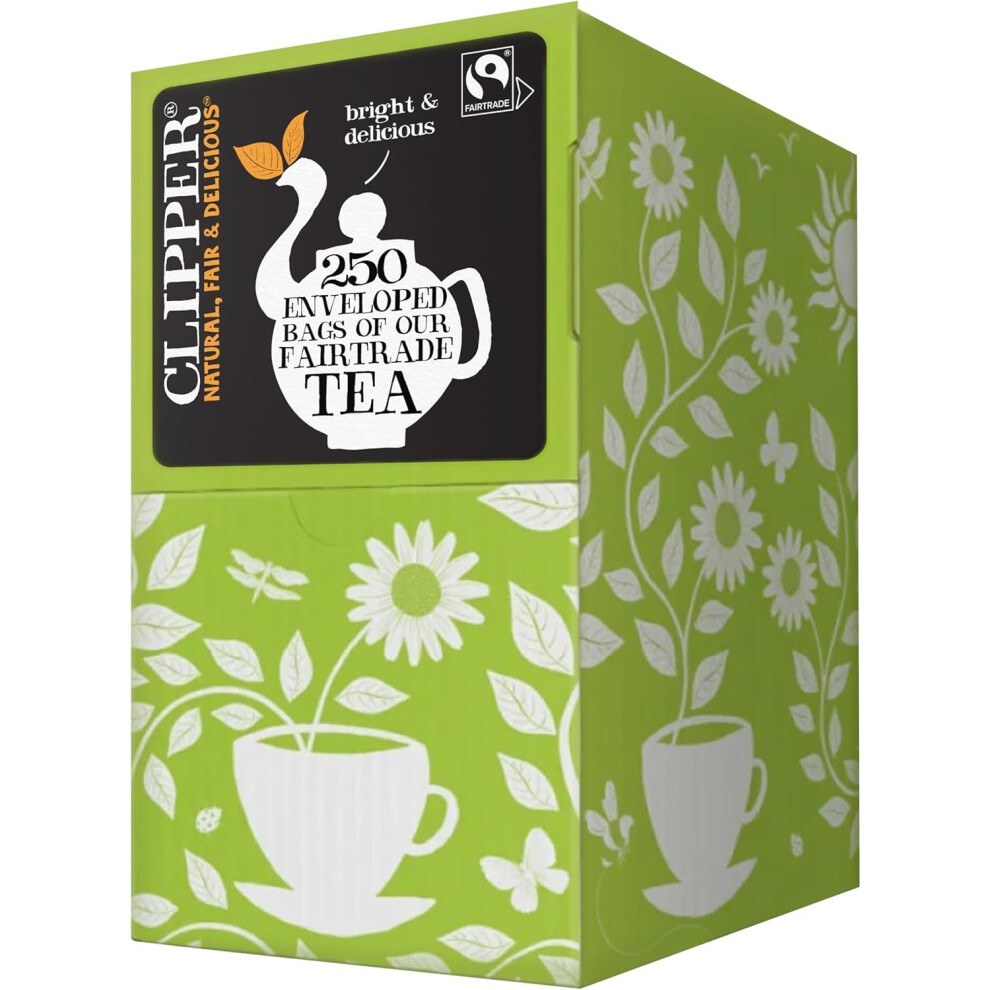 Clipper Classic Everyday One Cup Teabags | 250 Individually Wrapped Tea Bags | Natural, Unbleached, Plant-Based Biodegradable & Non Gm Teabags | Black