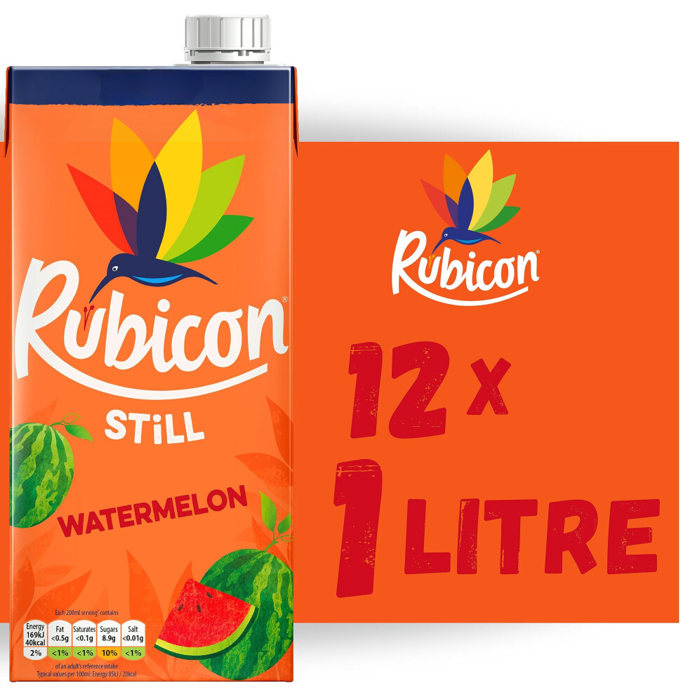 Rubicon Still Watermelon Juice - Made With Real Watermelon - Bold And Intense Tropical Juice Drink - Multipack Fruit Juice Cartons - 12X1l