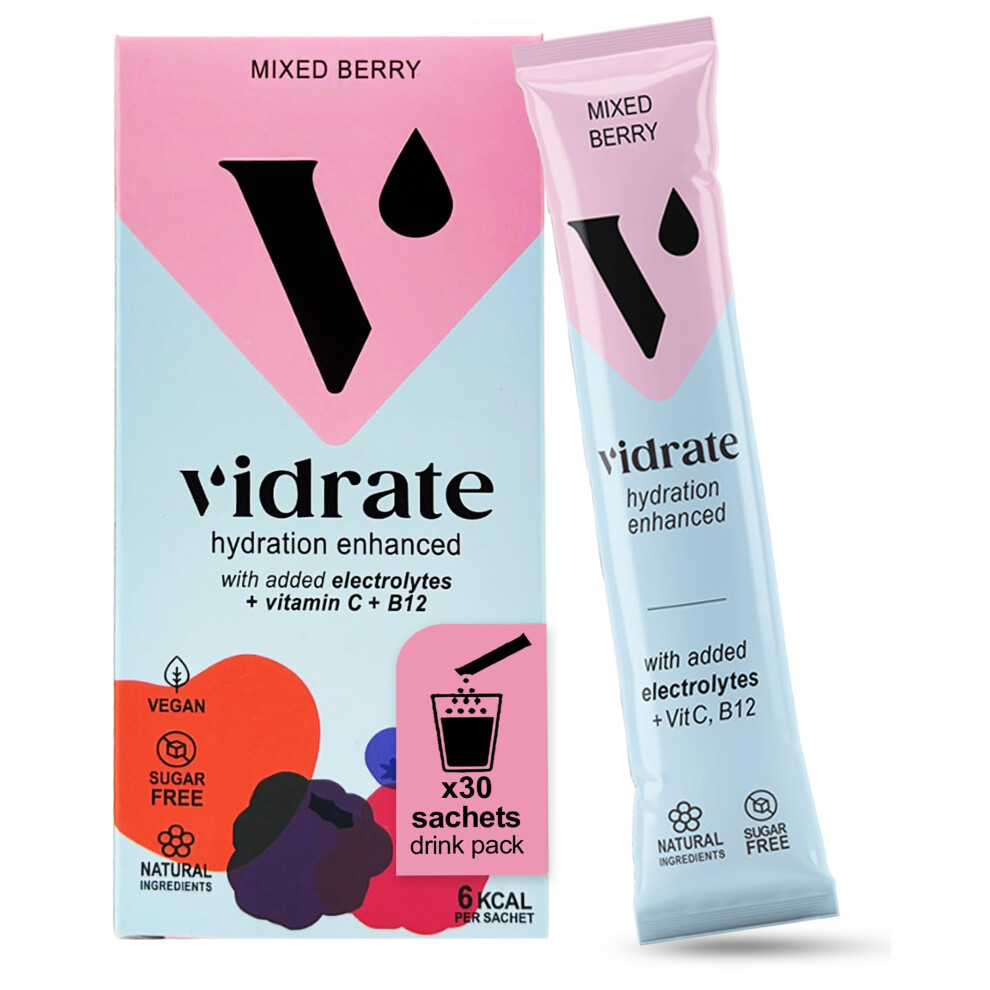 Vidrate Electrolytes Powder - Hydration Sachets Packed With Vitamins - Zero Sugar Rehydration Sachet With No Artificial Sweeteners & Preservatives By