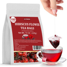 ULTHMOK Premium Hibiscus Tea Bags,100 Tea Bags/7.06 Oz,100% Pure Dried Hibiscus Flower,Natural & No Additives,Caffeine Free.