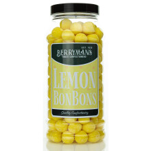 Original Lemon BonBons Retro Sweets Gift Jar By Berrymans Sweet Shop (Bon Bons) - Classic Sweets, Traditional Taste.