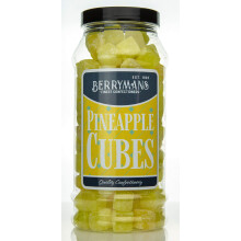 Original Pineapple Cubes Retro Boiled Sweets Gift Jar by Berrymans Sweet Shop - Classic Sweets, Traditional Taste.