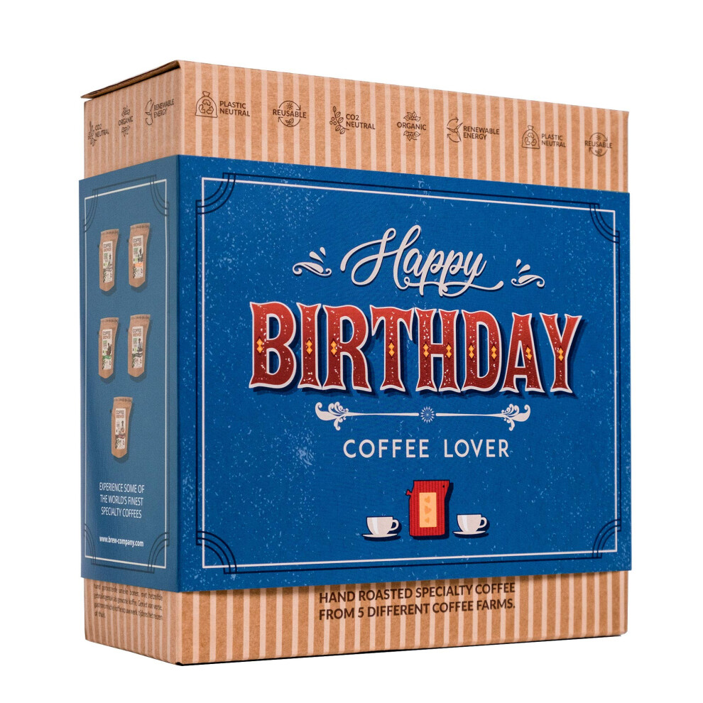 Grower's Cup Gourmet Birthday Coffee Gift Set For Men & Women ? 5 Of The World's Finest Single Estate Specialty & Organic Coffees | Brew & Enjoy Anytime, Anywhere