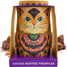 Monty Bojangles Cocoa Dusted Chocolate Truffles Cat Tin (Savanna Gold-135g) Flutter Scotch Flavoured Luxury Chocolatey Truffles - Collectable Cat Tin,
