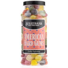 Original American Hard Gums Retro Fruit Flavour Sweets Gift Jar By Berrymans Sweet Shop - Classic Sweets, Traditional Taste.
