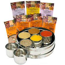 Offer Shop Indian Spices for Cooking with Stainless Steel Dabba with Clear Lid - 7 Authentic Kitchen Masala Powder | Perfect Cooking Gift