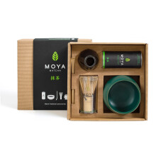 Organic Moya Matcha Green Tea Set | 30g Traditional Grade (I & II) Pack + Bowl + Whisk + Holder + Spoon | Traditional Ceremonial Grade Powder Complete