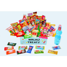 51 Japanese Snacks Box 40 Japanese Candy and 10 Japanese KitKat assortment 1 Ramune bottle