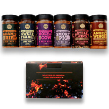 Meat Lovers BBQ Rub Gift Set - Holy Cow, Angel?s Wings, Smoky Pig, Sweet Texas, Steak King & Adam's Ribs BBQ Rubs | Pack of 6 | 100% Natural | Spice