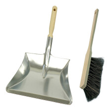 Brushmann Large Dustpan / Hand Shovel and Long Handled Hand Brush Set (Soft Bristle Dark)