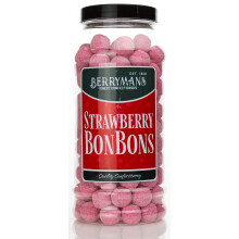 Original Strawberry BonBons Retro Sweets Gift Jar By Berrymans Sweet Shop - Classic Sweets, Traditional Taste.