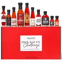 Thoughtfully Gourmet, Hot Sauce Challenge Gift Set, Includes Spicy Hot Sauces for a Hot Sauce Challenge, Pack of 10