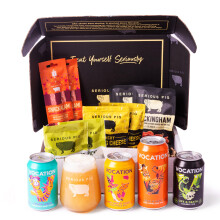 Serious Pig + Vocation Brewery | Craft Beer And Snacks Tasting Experience Gift Box | With Professional Tasting Notes And Glassware (12 Packs)