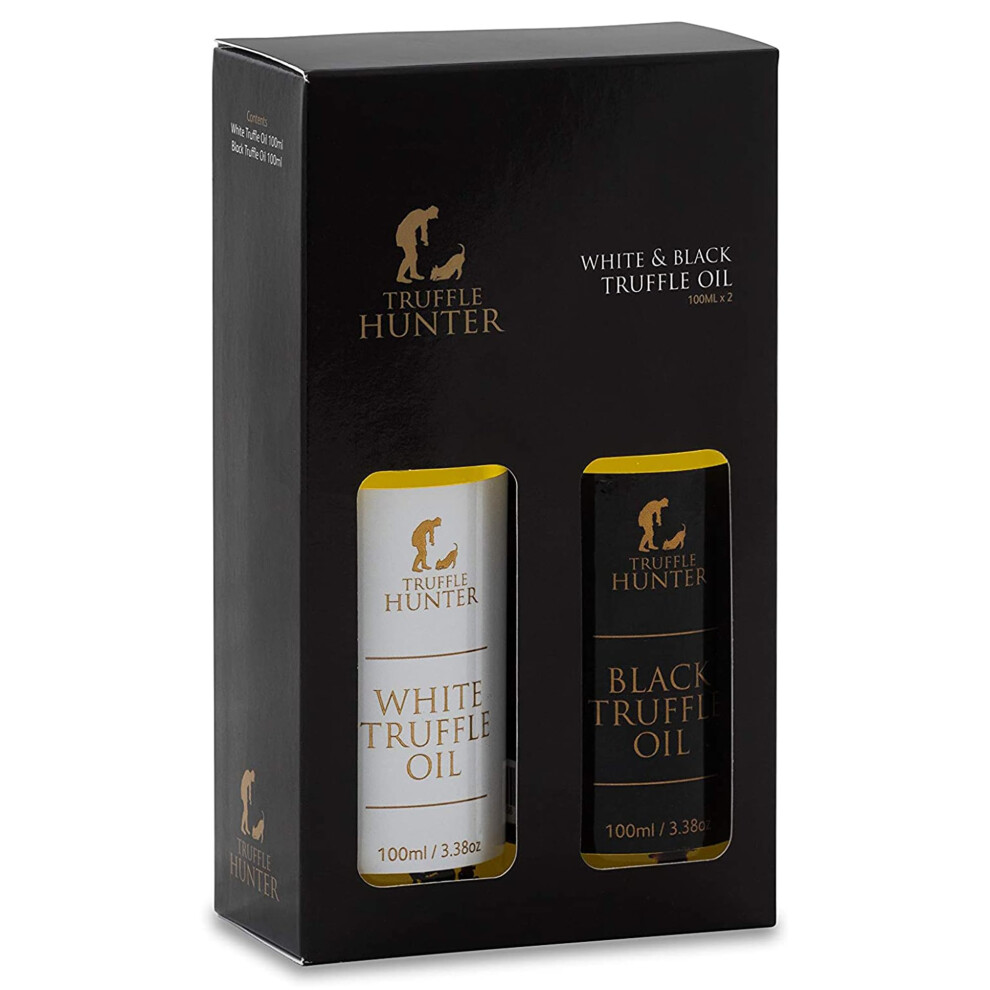 TruffleHunter - Black & White Truffle Oil Set - Extra Virgin Olive Oil for Cooking & Seasoning - 100 ml X2-image-OPC-PK65WRS-NEW