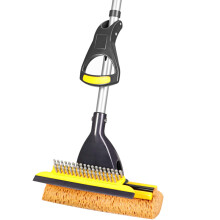 Yocada Sponge Mop Home Commercial Use Tile Floor Bathroom Garage Cleaning with Squeegee and Extendable Telescopic Long Handle 42-52 Inches Easily Dry