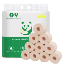 QingYa Bamboo Toilet Paper 18 Rolls, 4 ply, 245 Sheets Per Roll - Strong and Absorbent, Gentle on Skin, Unbleached, Sustainable and Tree Free