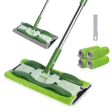 Masthome Microfiber Flat Mops for Floor Cleaning, Floor Mops with 4 Washable Pads & 151cm Long Handle, Double-Sided Household Wet & Dry Mops for