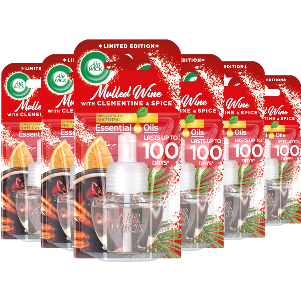 Air Wick Plug In Diffuser Refill, Mulled Wine, Pack 6 X 19Ml, Long Lasting Fragrance, Lasts Up To 600 Days, Plug In Air Freshener