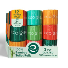 Eco Soul Bamboo Toilet Roll I 12 Toilet Rolls 3 Ply I 3600 Sheets I Ultra Soft I Eco-Friendly Bamboo Toilet Rolls I Septic Safe I Biodegradable I