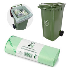 The Compost Bag Company 240 Litres x 10 Compostable Wheelie Bin Liners, Compost Bags for Garden Kitchen Office and house, 100% Biodegradable Bin Bags