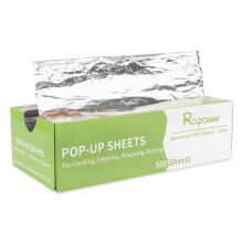 Roponan Aluminum Foil - 500 Precut Sheets, 30 x 27.3 cm, Pop-Up Interfolded Foil for Baking, Grilling, Roasting, Cooking or Storing Food