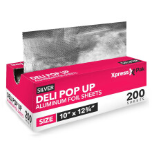 200 Count Pre-Cut Deli Tin Foil Sheets, 30cm Pop Up Foil Sheets for Restaurant, Disposable Foil Sheets for Food, Tin Foil Sheets for Burrito, Hot Dog