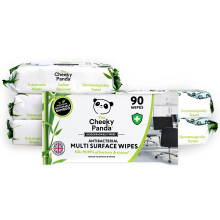 The Cheeky Panda Antibacterial Wipes | Bulk Pack of 6 x 90 Cheeky Surface Wipes (540 Total) | Perfect for Kitchen and Surface Cleaning