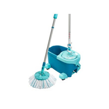 Leifheit Clean Twist Disc Mop Ergo Mobile Set, Moisture Controlled Spin, Wheeled Bucket, Faster Cleaning, Easy-Steer Micro Fibre 33cm Head with 360?