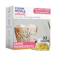 Clean People Laundry Washing Capsules - Recyclable Packaging, Hypoallergenic, Stain Fighting - Ultra Concentrated, Laundry Soap - Spring Scent, 32