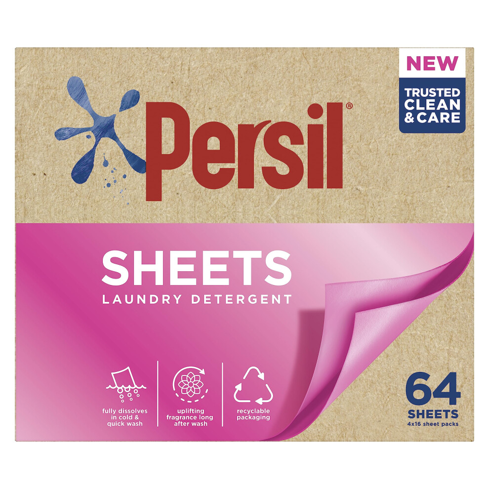 Persil Laundry Detergent Sheets Washing Sheets Easy To Use, Carry And Store 64 Sheets