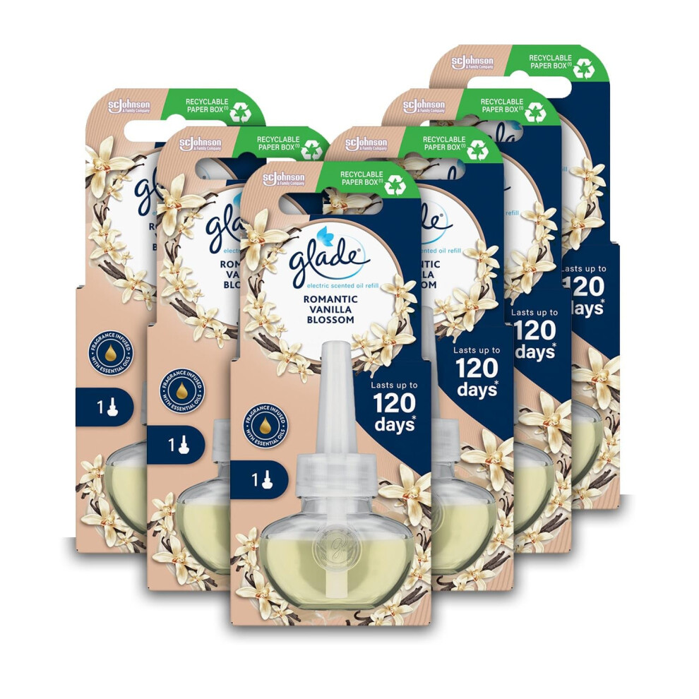 Glade Plug in Air Freshener Refill, Electric Scented Oil Room Air Freshener, Vanilla Blossoms, 6 Refills (6 x 20ml)-image-OPC-PK665SB-NEW