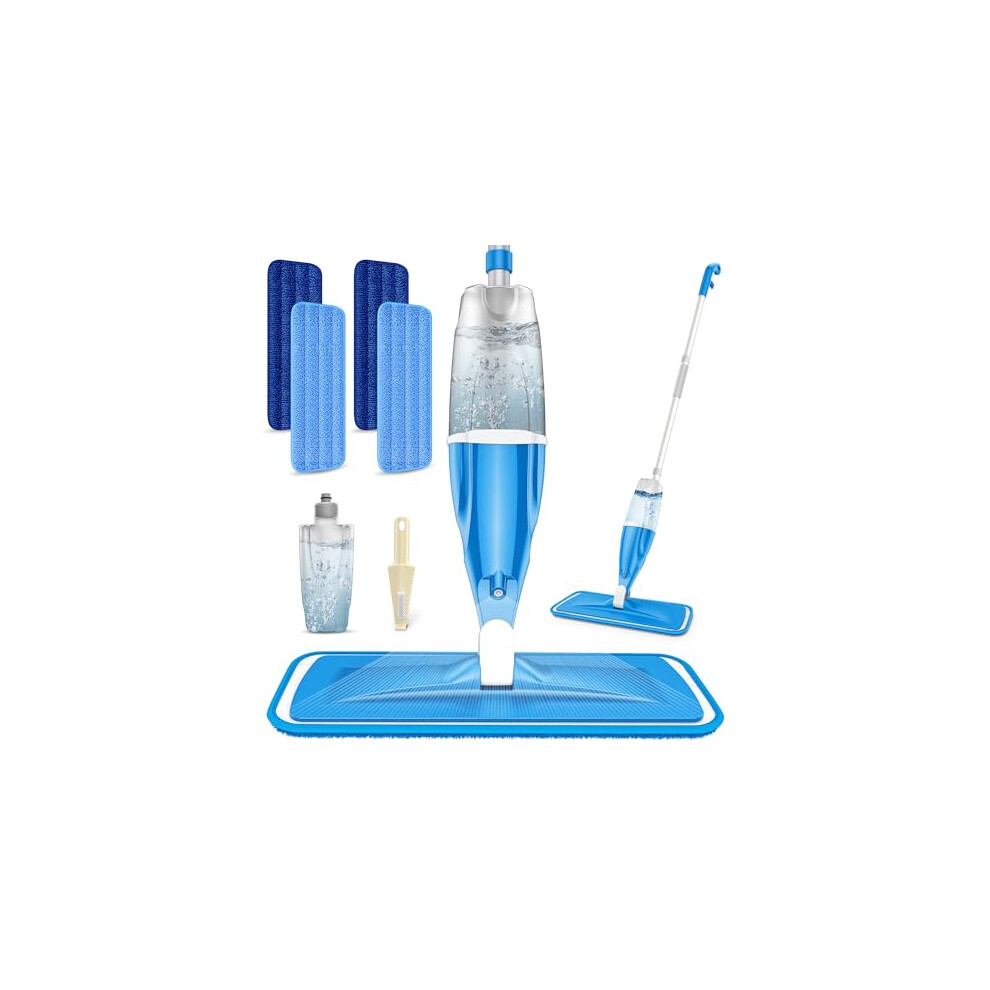 Exego Microfibre Spray Wet Mops With 4X Washable Mop Pads - Dust Dry Mop For Hard Floors Wood Floor Mop With Spray Flat Mop For Tile Vinyl Laminate