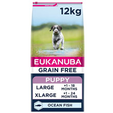 Eukanuba Grain Free Complete Dry Dog Food for Puppy Large and Giant Breeds with Ocean Fish 12 kg