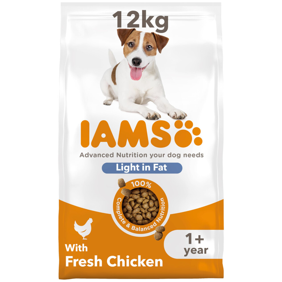 New Iams Low Fat Complete Dry Dog Food For Adult And Senior Dogs With Chicken 12 Kg (Pack Of 1) 8.71E+12