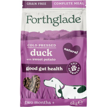 Forthglade Complete Natural Dry Dog Food - Grain Free Duck with Vegetables (6kg) Resealable Bag - Easy to Digest Cold Pressed Dog Food for Puppy,