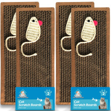 SOL 4pk Cat Scratch Boards 37 x 12cm Reversible Cat Scratching Board for Indoor Cats & Kitten, Durable Long-Lasting, Protects Furniture, Provides