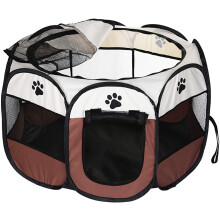 Dotala PET Portable Foldable Pet Dog Cat Playpen Crates Kennel/Premium 600D Oxford Cloth,Removable Zipper Top, Indoor and Outdoor Use (Brown)