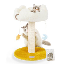 Happi N Pets Cloud Cat Scratching Post with Bed, Cat Tree Tower for Indoor Cats, Sisal Cat Scratcher with Soft Perch for Kitten & Adult Cats, Small