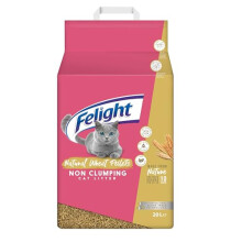 Felight Natural Wheat Pellets Cat Litter (20L Bag) - Non-Clumping, 100% Biodegradable, Antibacterial Silverfresh Technology, Prevents Odours for up to