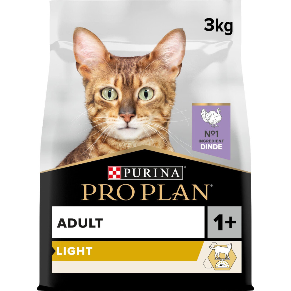 PRO PLAN? Adult 1+ LIGHT Rich in Turkey Dry Cat Food 3kg
